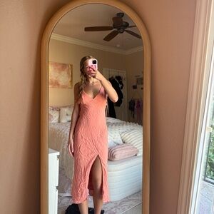 Elegant Coral Midi Dress